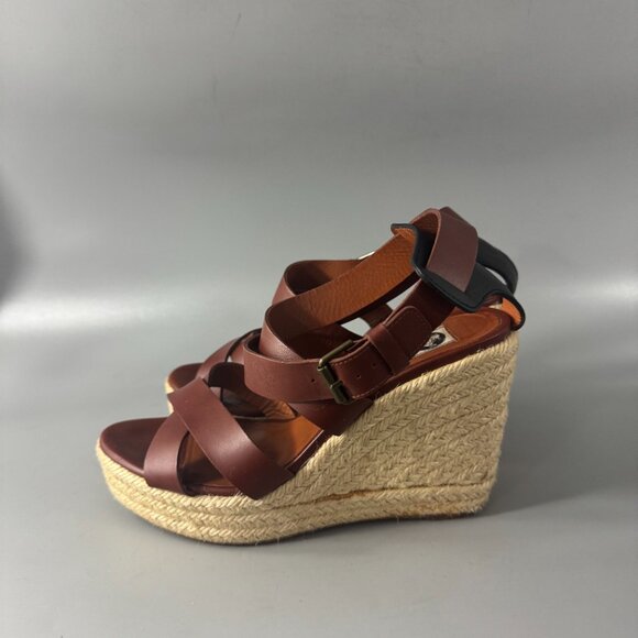 Lanvin Brown Espadrille Wedge Heel Platform Sandals, Size 37 - Picture 5 of 15